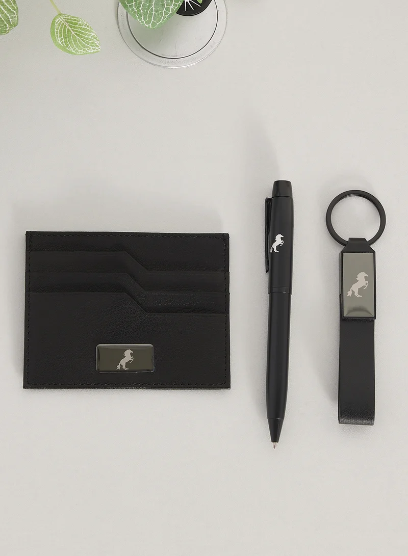 Robert Wood  Genuine Leather Card Holder & Key Ring & Pen Gift Set for Men | Best Price UAE